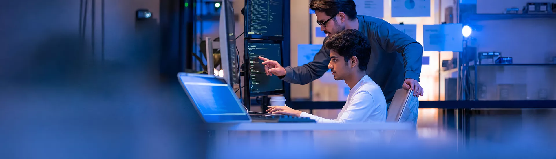 Students working with instructors in a SuperTech lab